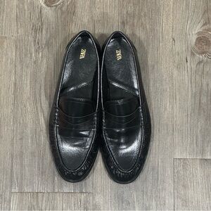 Zara Black Gathered Loafers Sz 41/ Sz 10